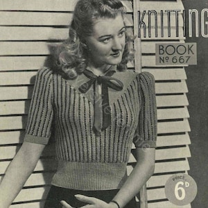 Custom early 1940s Fancy Stripe Pullover from Lincoln Mills Knitting Book image 3