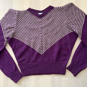 Custom 1940s Jumper with Chevron Color Pattern and Pointy Shoulders image 4