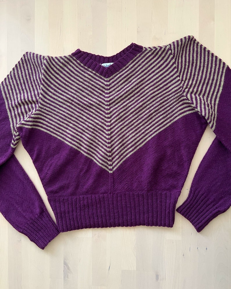 Custom 1940s Jumper with Chevron Color Pattern and Pointy Shoulders image 4