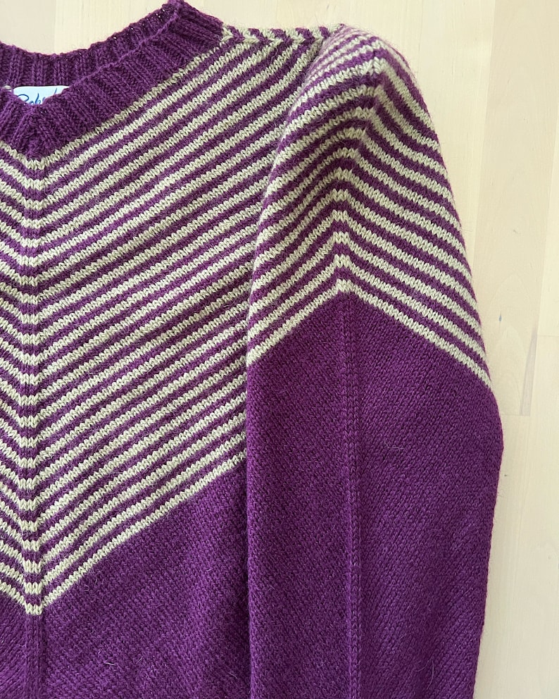 Custom 1940s Jumper with Chevron Color Pattern and Pointy Shoulders image 3