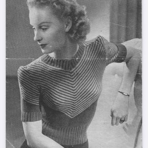 Custom 1940s Jumper with Chevron Color Pattern and Pointy Shoulders image 2