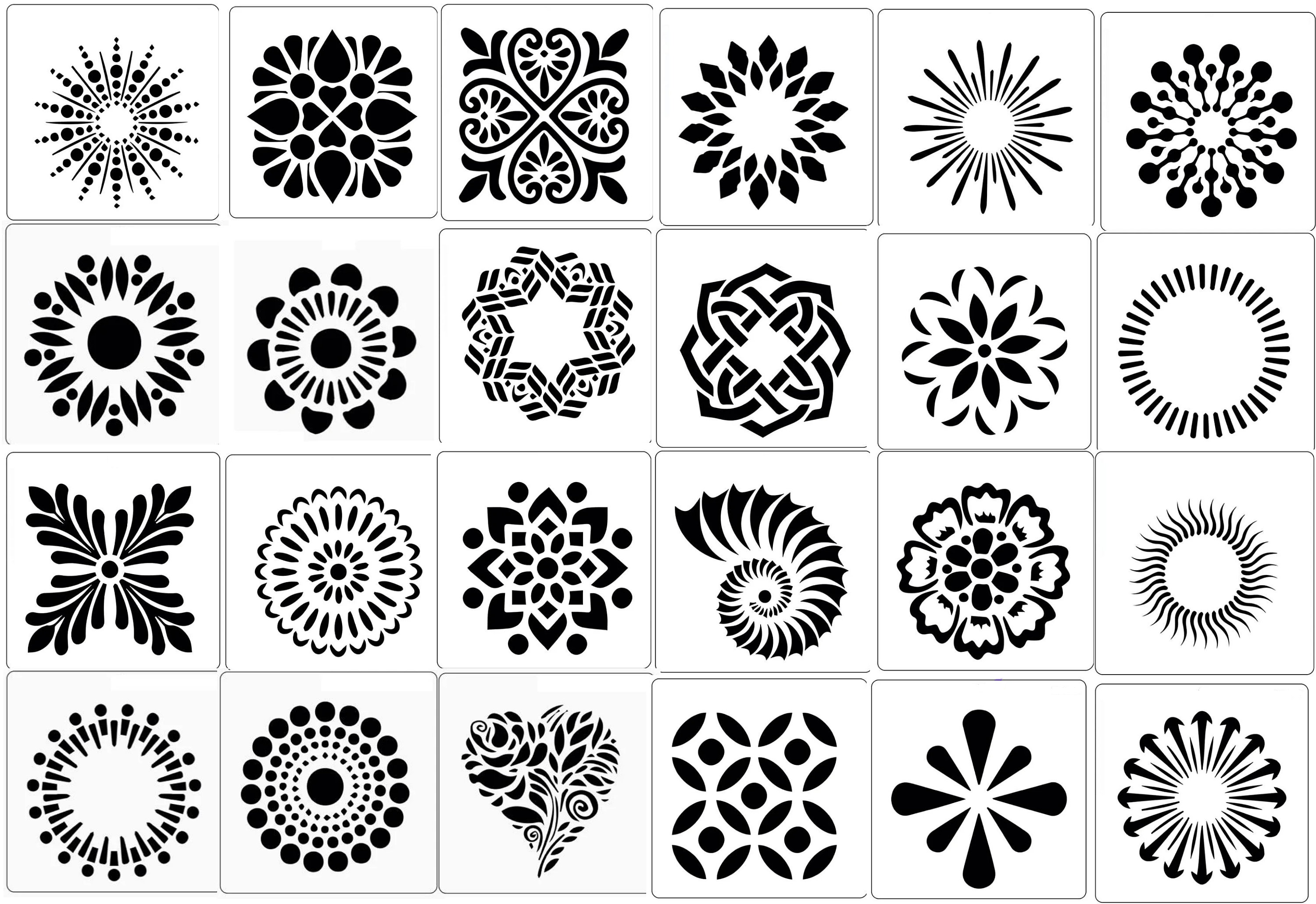5 PCS Mandala Circle Stencils for Artwork Pattern Stencils for Furniture,  Clothes, Journals, Arts and Crafts Projects, Dot Art 