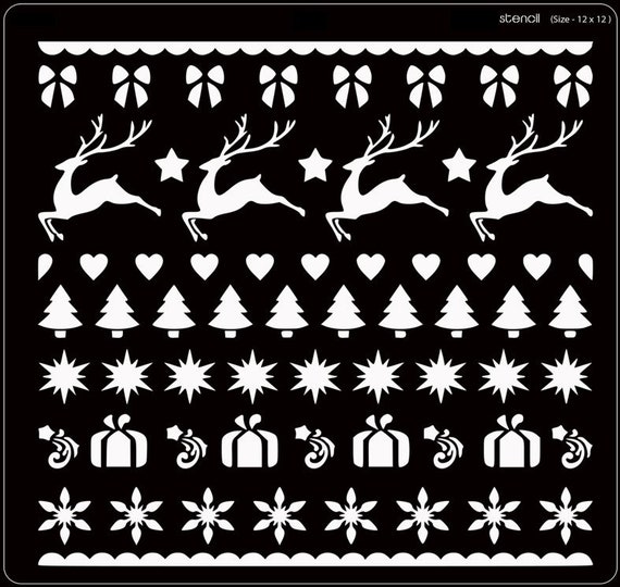 12 X 12 Inch Christmas Stencil Cake Design Reusable DIY Etsy