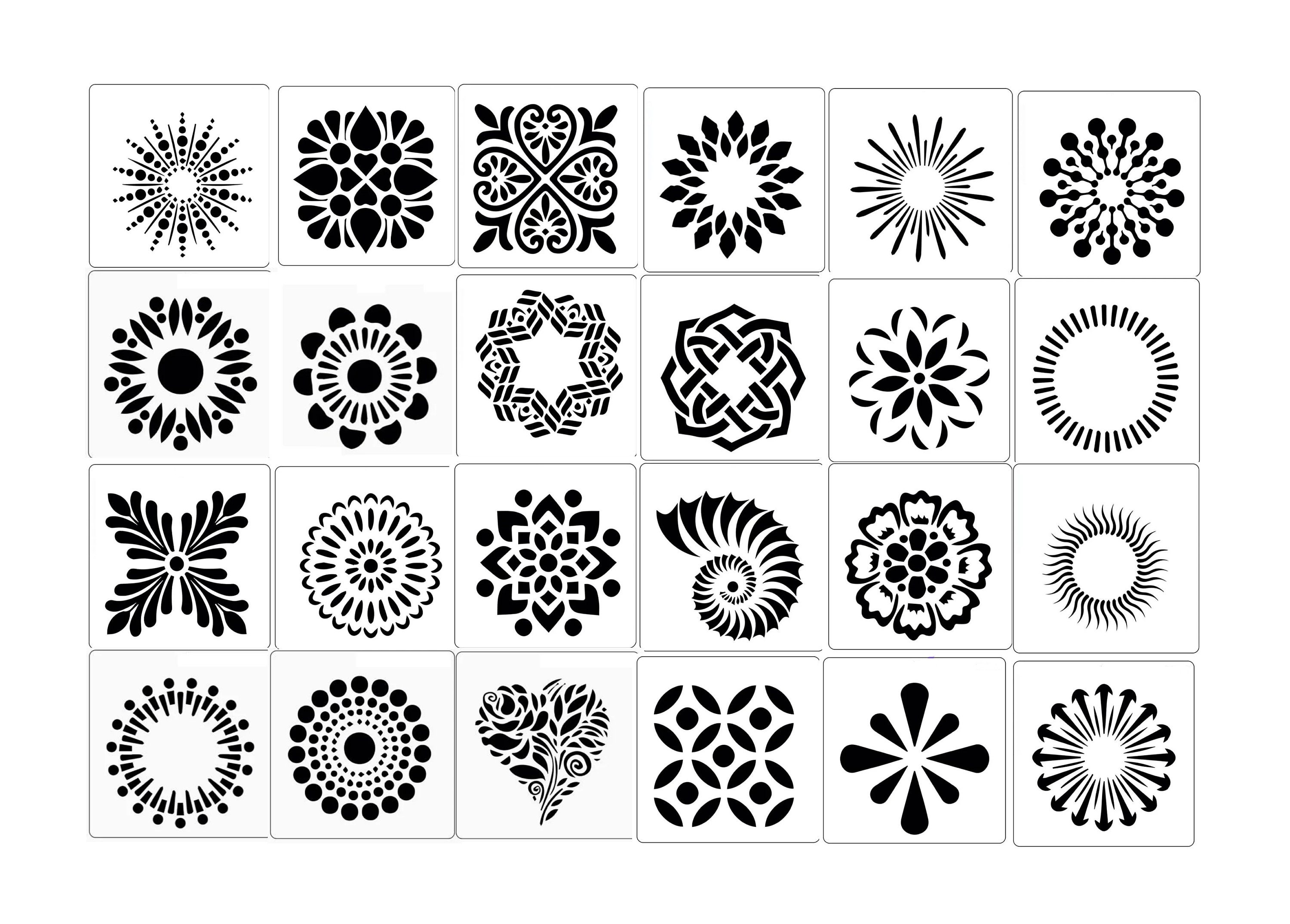 8 Pack 6 x 6 Inch Mandala Stencils, Reusable Painting Drawing Mandala  Stencils Template for Stones