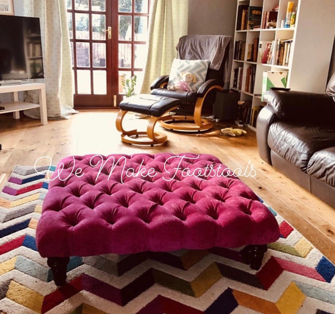 Pink chesterfield footstool deals