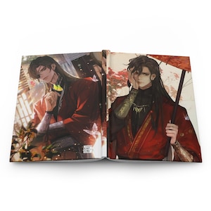 Diario de tapa dura Hua Cheng tgcf, cuaderno de bendición del oficial celestial danmei, diario mate, páginas en blanco, rayado universitario, A5, con líneas