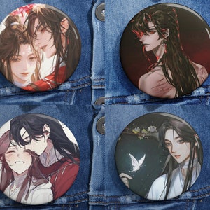 Heaven Official&#39;s Blessing Pin Button Tian Guan Ci Fu Hua Cheng Xie Lian Merch Anime Yaoi accessories BL