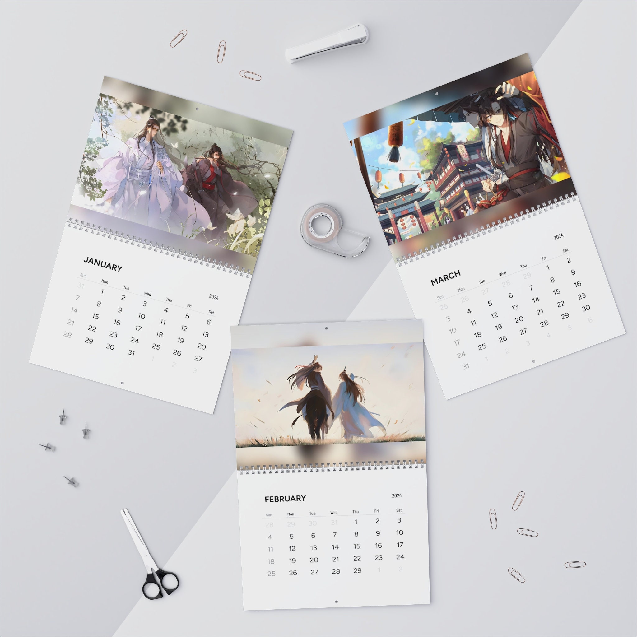 2024 Anime Girl Calendar 12 Month Calendar Spiral Bound 