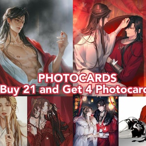 Bênção oficial do céu tgcf tian guan ci fu hua cheng xie lian cartões fotográficos mo xiang tong xiu yaoi bl impressões de amor de menino