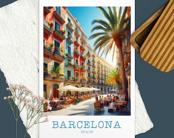 Barcelona Travel Postcard Barcelona Print Wall Art Spain Wall Hanging Barcelona Gift Spain Art Lover Gift Barcelona Print Card