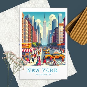 Stampa di viaggio a New York, Stati Uniti, Stato dell'Impero, Carta di New York, Regalo di New York, Cartolina di New York City, New York Street Art