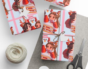 Papel de regalo Tgcf, Papel de regalo Tgcf Gift Wrap Heaven bendiciendo regalos de papel de regalo chibi, Papel de regalo festivo, Papel de regalo lindo