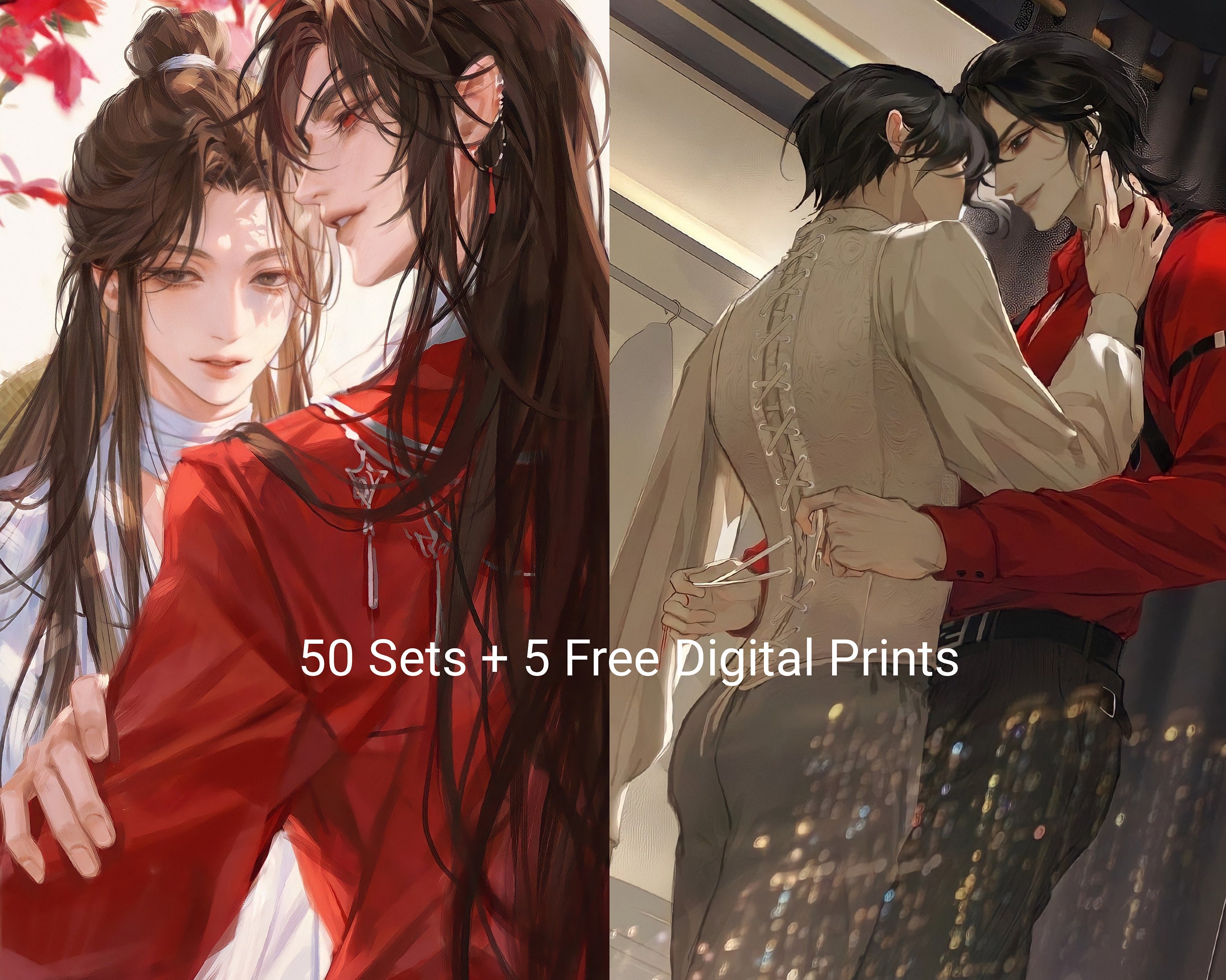 Heaven Official's Blessing TGCF Hua Cheng Xie Lian 50 Sets + 5 Free Digital Prints Tian Guan Ci Fu MXTX Mo Xiang Tong Xiu Yaoi Anime  BL