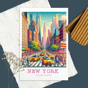 New York postkaart New York reisafdruk New York City reisposter mini New York Wall Art reiskaart reisafdruk kaart