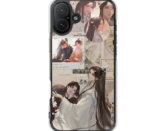 Funda magnética transparente para iPhone con diseño de Husky y su gato blanco Shizun, MagSafe