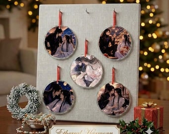 Husky and His White Cat Shizun Christmas Ornament, 2ha Ornament, Mo Ran & Chu Wanning Holiday Decor, Danmei Gift