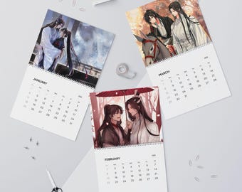 Mdzs Mo Dao Zu Shi Untamed Lan Wangji Wei Wuxian BL Yaoi 2026 Calendario de pared Regalo de Navidad