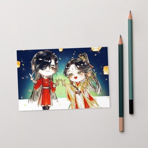 TGCF chibi Heaven Official&#39;s Blessing Hua Cheng Xie Lian San Lang PostCard Crimson Rain Sought Flower Tian Guan Ci Fu by Mo Xiang Tong Xiu