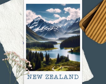 New Zealand Postcard, New Zealand Prints, New Zealand Travel Card, New Zealand Art, New Zealand Gift, Holiday Postcard, New Zealand Holiday