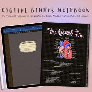Digitales dunkles Notizbuch, Studenten-Notizbuch, Notebook-Journal, digitale Notizen, GoodNotes-Notizbuch, iPad-Notizbuch, gepunktet, liniert, gitterförmig, Cornell