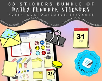 Daily Planner Stickers, GoodNotes Sticky Note, Post it Notes, GoodNotes Sheet, Digital Planner Sticker, Customizable Stickers, Magic Sticker