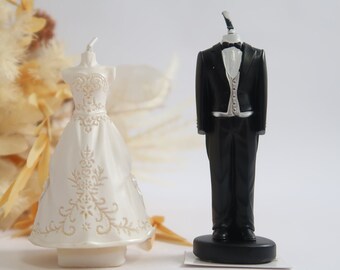Wedding dress and suit candles / Wedding gift / Wedding dress candle / Formal dress candle / Couple candle / Bride and groom candle