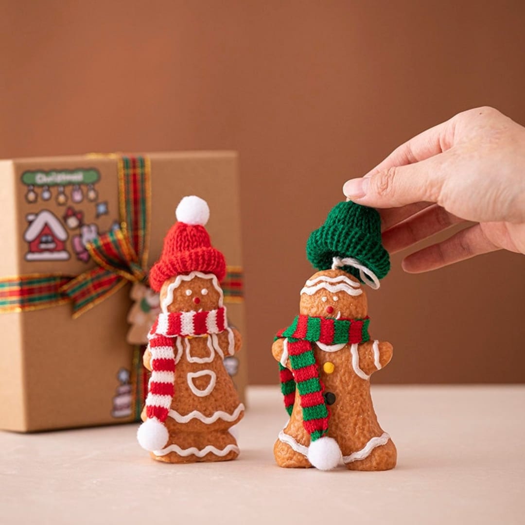Gingerbread Man Candle Gingerbread Woman With Hat Candle Man Etsy