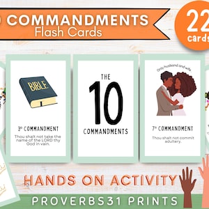 10 Commandments Flash Cards , Bible KJV , Homeschool Learning