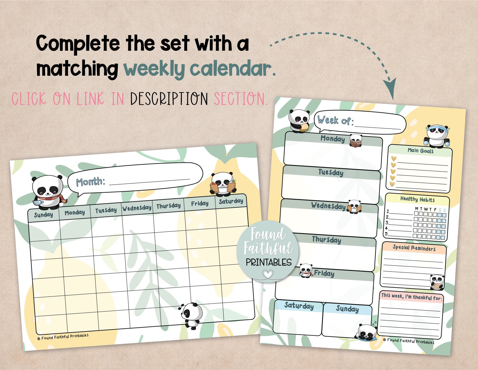 Panda Yoga Weekly Planner: Cute Panda Yoga Pose Weekly/Monthly Planner:  Weekly Planner Notepad