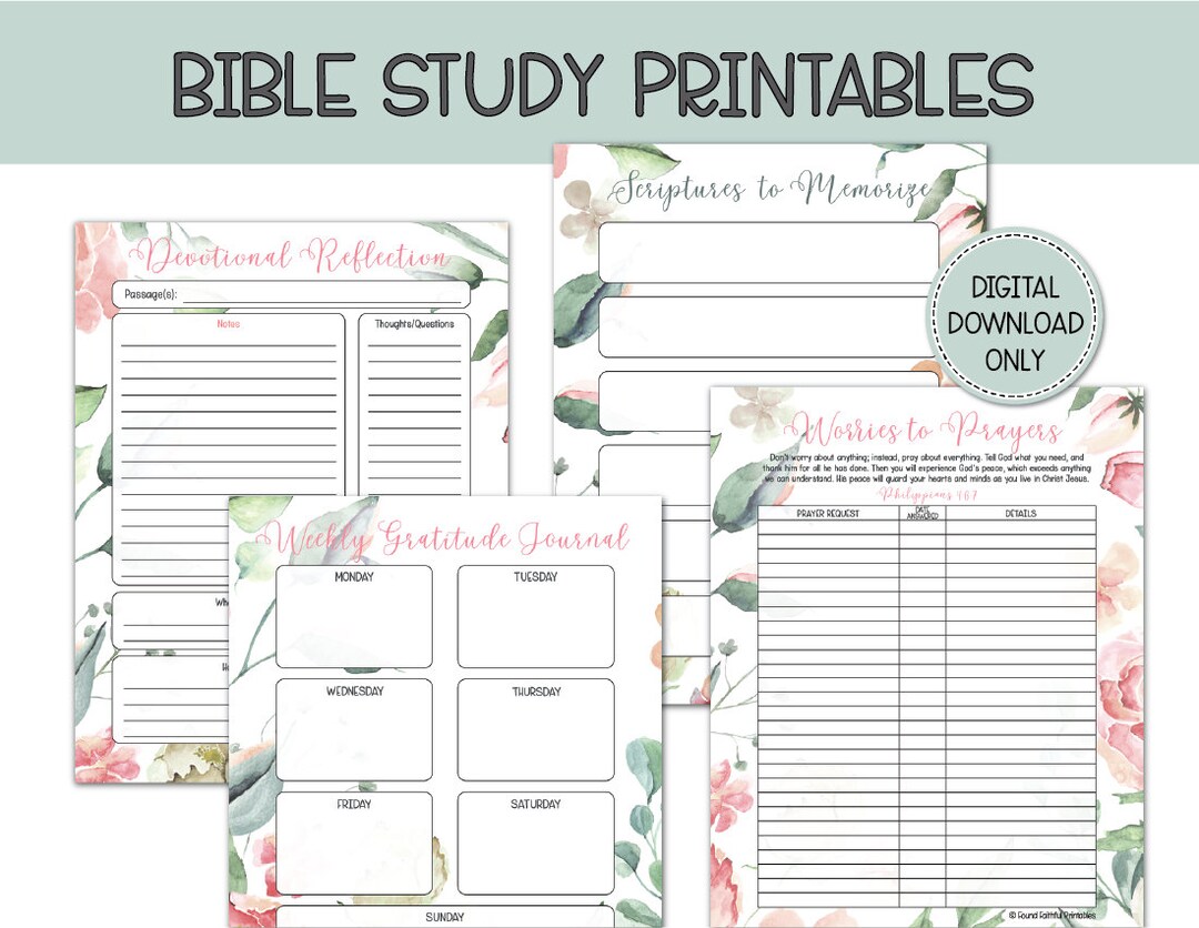Bible Study Bundle Rose Garden Set, Devotional Reflection Journal ...