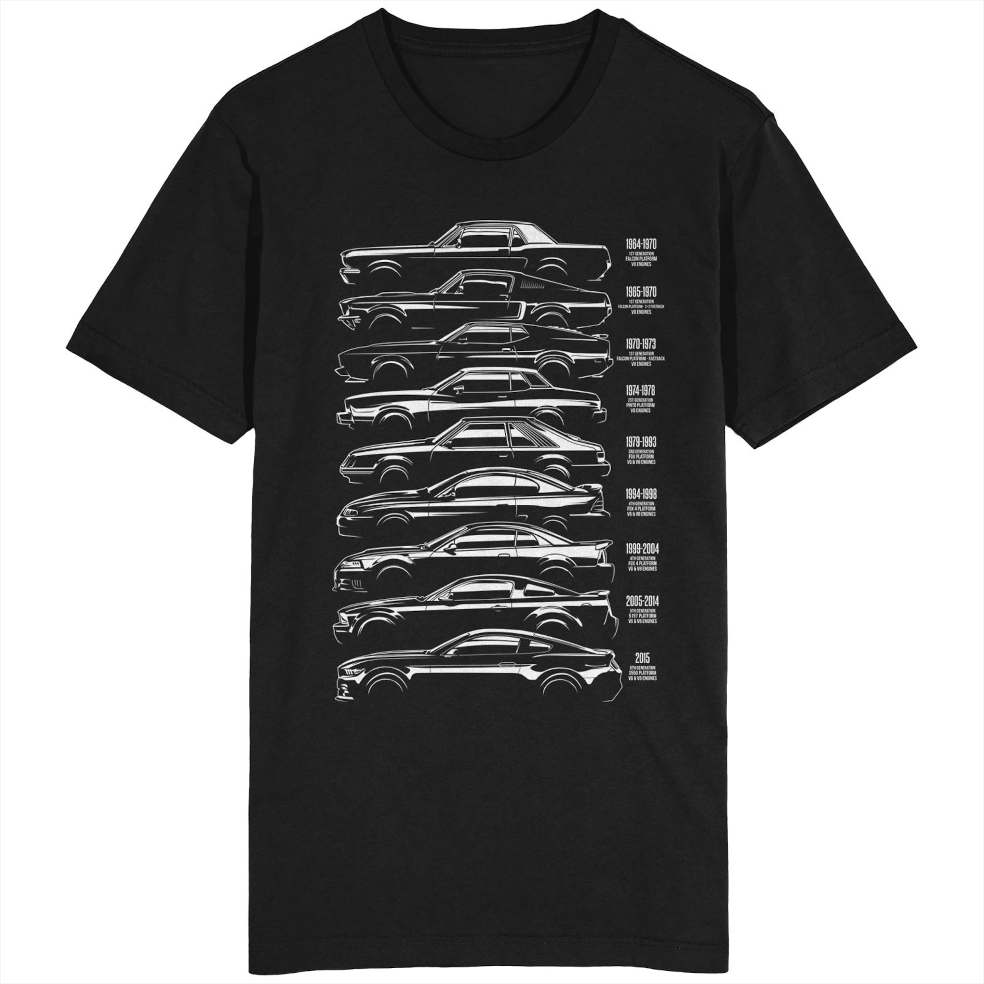 Discover Ford Mustang Evolution American Classic Muscle GT Mechanics Trucks Cars T-Shirt