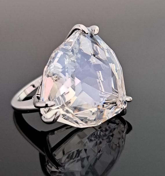 SWAROVSKI MESMERA - Stunning Huge Clear Crystal Statement Cocktail Ring