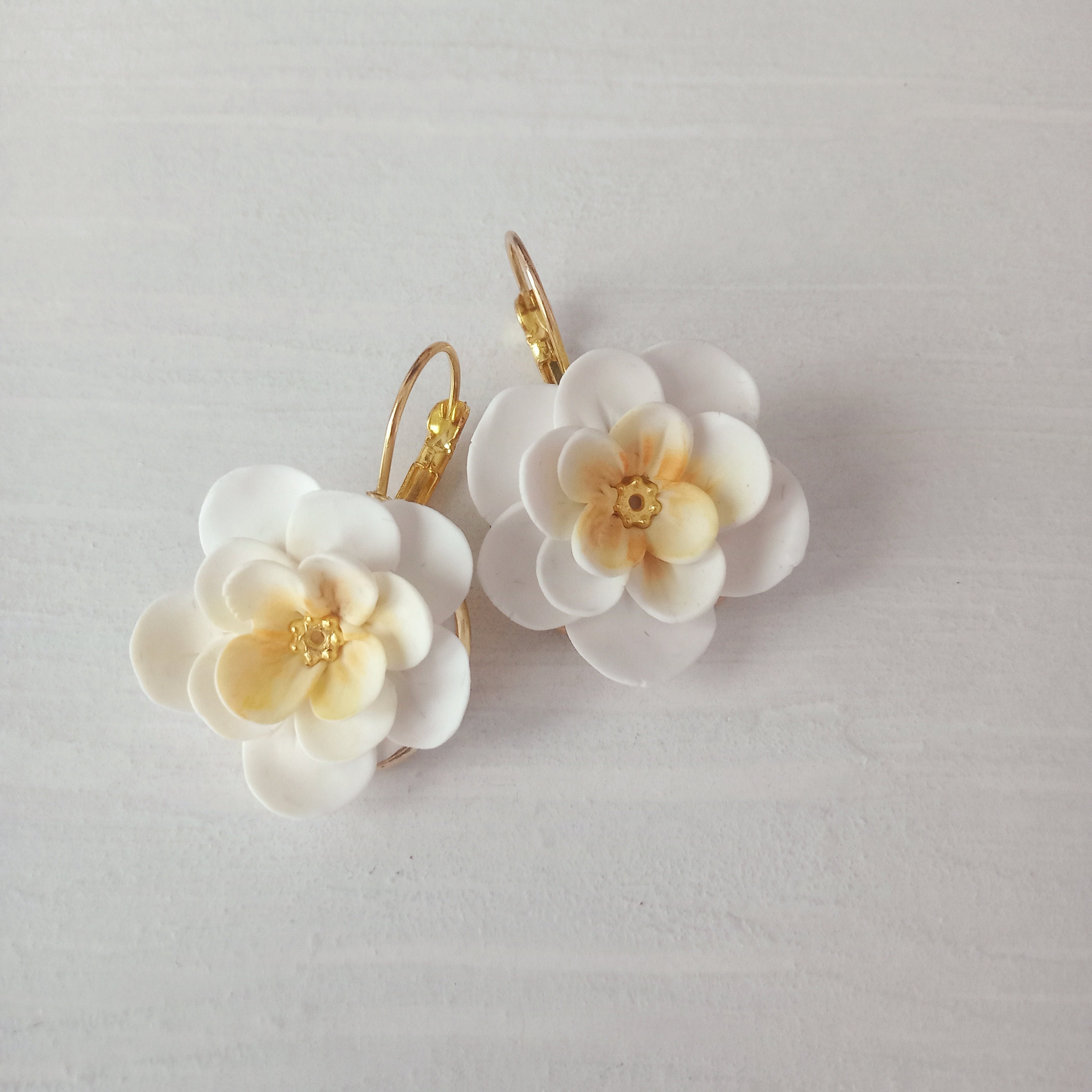 Flower Earrings With Polymerclay - Etsy Flower Earrings With Polymerclay - Etsy