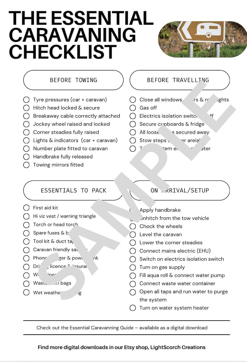 The Essential Caravan Checklist - Etsy