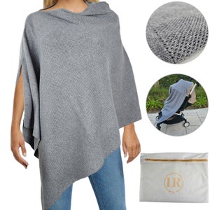 Peekaboo: The Ultimate Breathable Knit Nursing Cover by Little Rou Includes Free Mesh Laundry Bag Grey image 1