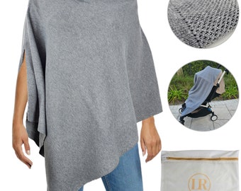 Peekaboo: The Ultimate Breathable Knit Nursing Cover by Little Rou - Includes Free Mesh Laundry Bag - Grey