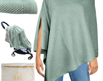 Sage Breathable Knit Nursing Cover | Poncho Cover, Baby Blanket, Breastfeeding Scarf, Car Seat Canopy