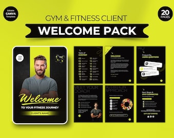 Szablon Canva dla pakietu powitalnego dla klienta fitness | Pakiet powitalny dla trenera personalnego na siłowni (do pobrania w wersji cyfrowej)