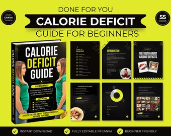 Beginner Calorie Deficit Guide | Editable Canva Meal Plan (PDF Template)