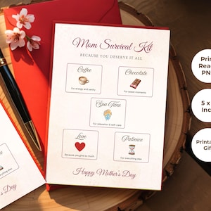 Mom Survival Kit druckbare, Selbstfürsorge Geschenk für Mutter, neue Mutter Survival Kit, lustige Mutter Geschenk, Muttertag druckbare, sofortiger Download PNG PDF