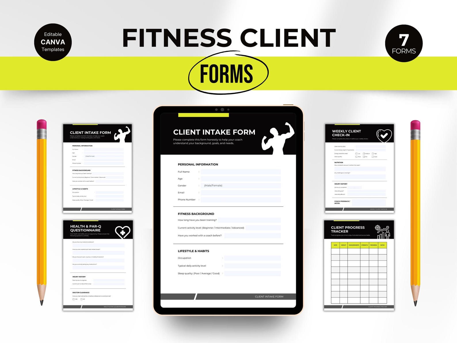 Fitnes Program Form Fitness Client Forms Bundle | Printable PDF + Editable Canva | Intake ...