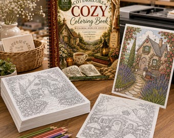 Cozy Cottagecore Coloring Book for Adults, 100 Storybook Houses, English Gardens (PDF Instant Download)