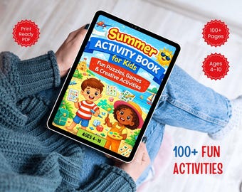 Summer Activity Book for Kids Ages 4-10 | Puzzles, Mazes, Coloring (PDF Download)