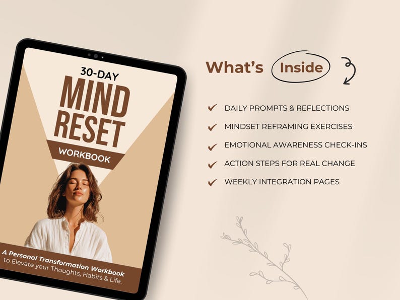30 Day Mind Reset Workbook | Self Improvement Journal Printable ...