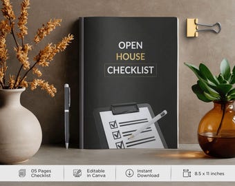 Open House Checklist Template, Realtor Canva Template, Real Estate Open House Kit, Editable Open House Planner, Agent Lead Capture PDF