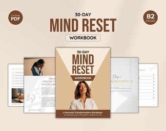 30 Day Mind Reset Workbook | Self Improvement Journal Printable | Guided Mental Health & Shadow Work Workbook | Personal Growth Challenge