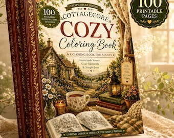 Cottagecore Coloring Book for Adults, 100 Cozy Garden Pages (PDF Download)