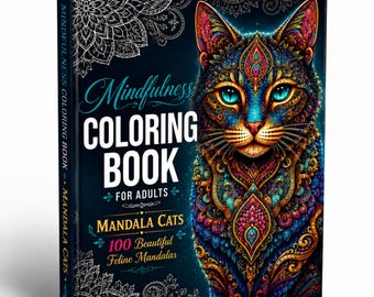 Adult Mandala Cat Coloring Book | 100 Printable Pages (Digital Download)