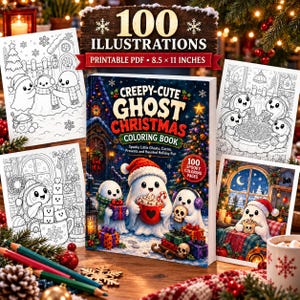 Gruseliges Weihnachtsmalbuch (PDF) | 100 schaurig-süße Geister-Malvorlagen für Erwachsene und Jugendliche | Sofortiger Download zum Ausdrucken