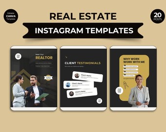 Real Estate Instagram Templates Canva | Realtor Social Media Posts | Real Estate Marketing Kit | Agent Instagram Templates